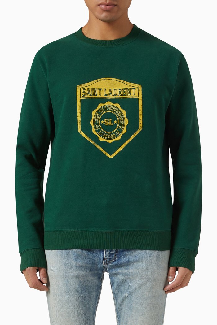 

SAINT LAURENT Sweatshirt in Organic Cotton, Green