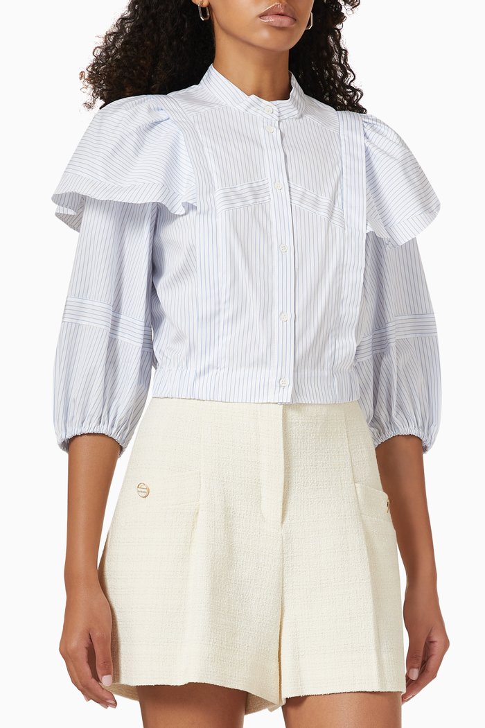 

Striped Crop Top in Cotton, White