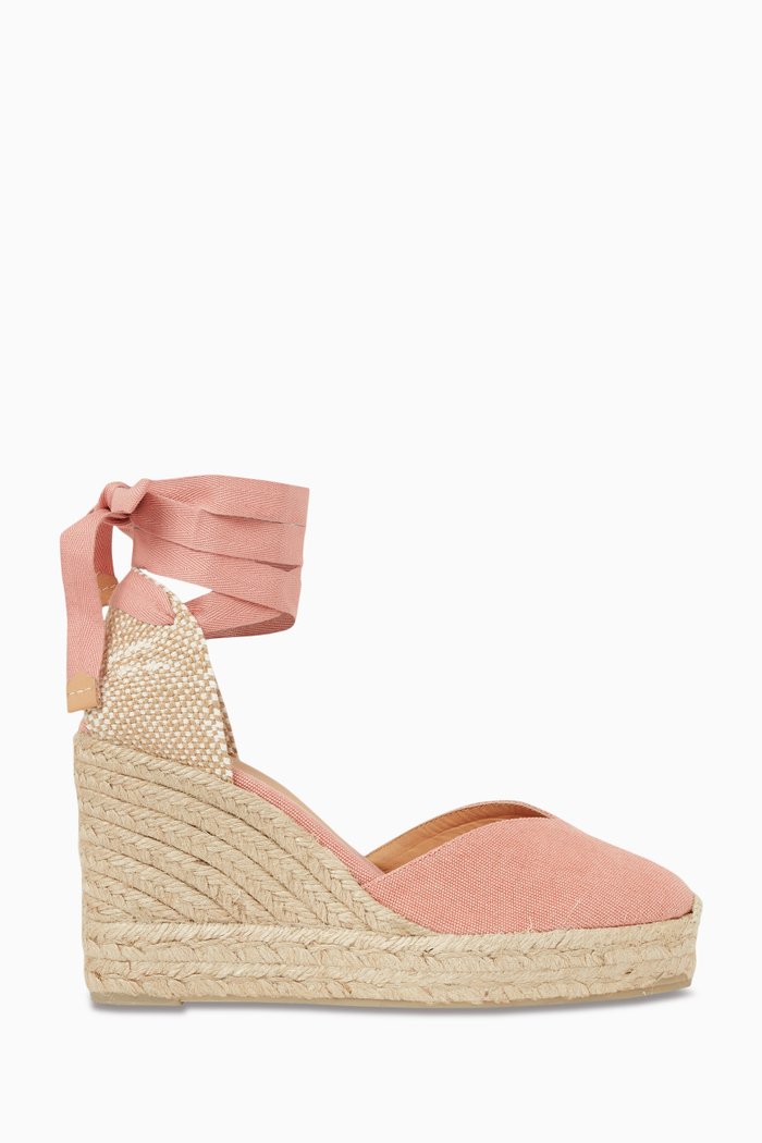 

Chiara 110 Lace-up Espadrille Wedges in Canvas, Pink