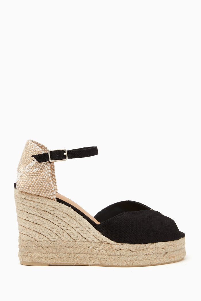 

Bianca 110 Espadrille Wedges in Canvas, Black