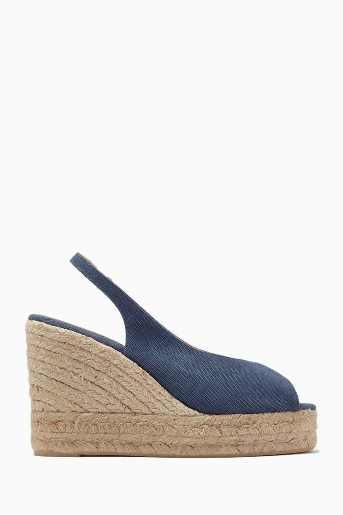 

Barbara 110 Espadrille Wedges in Canvas, Blue