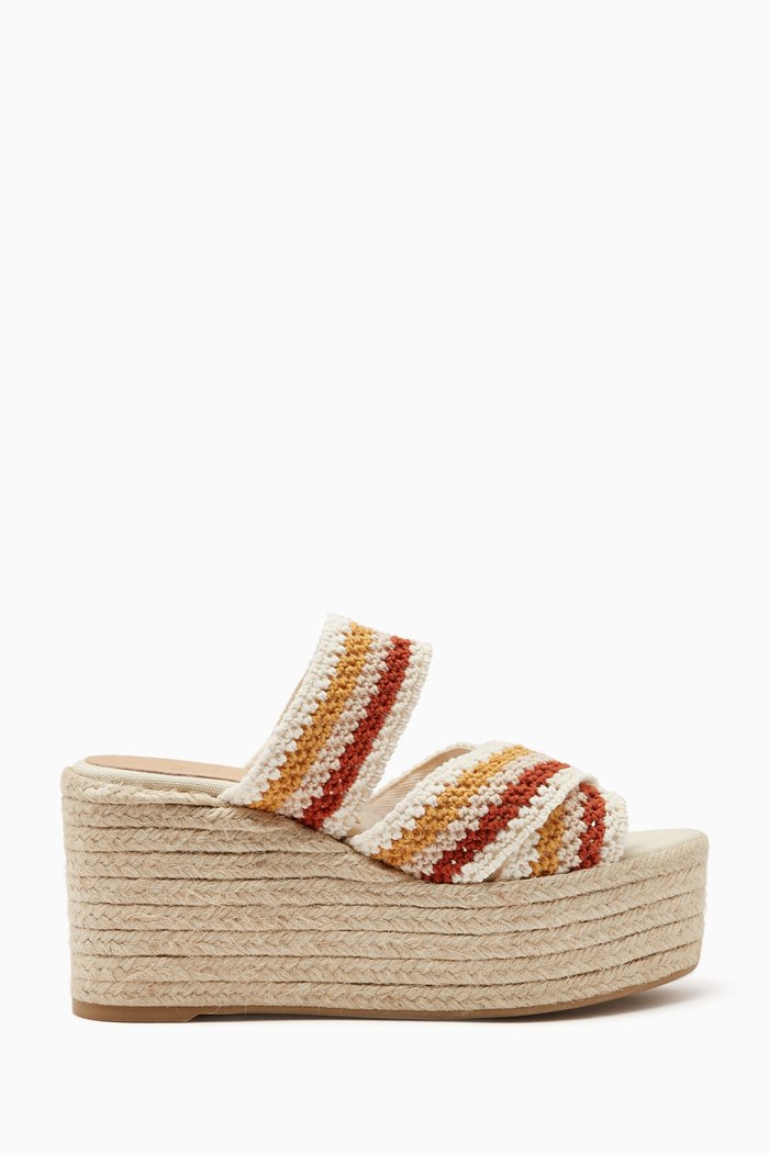 

Elsa 100 Wedge Mules in Crochet, Multicolour