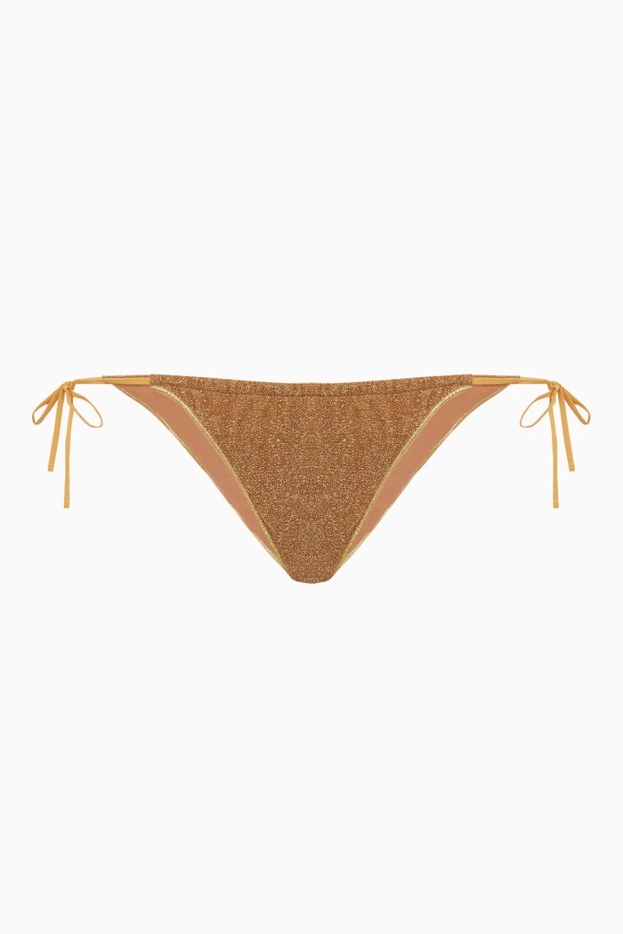 

Oro Self-tie Bikini Briefs in Lycra, Gold