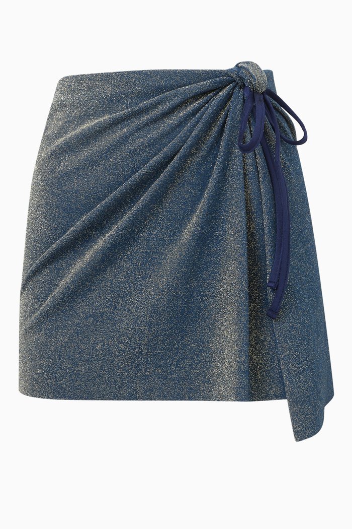 

Lake Mirror Self-tie Skirt in Lycra, Blue