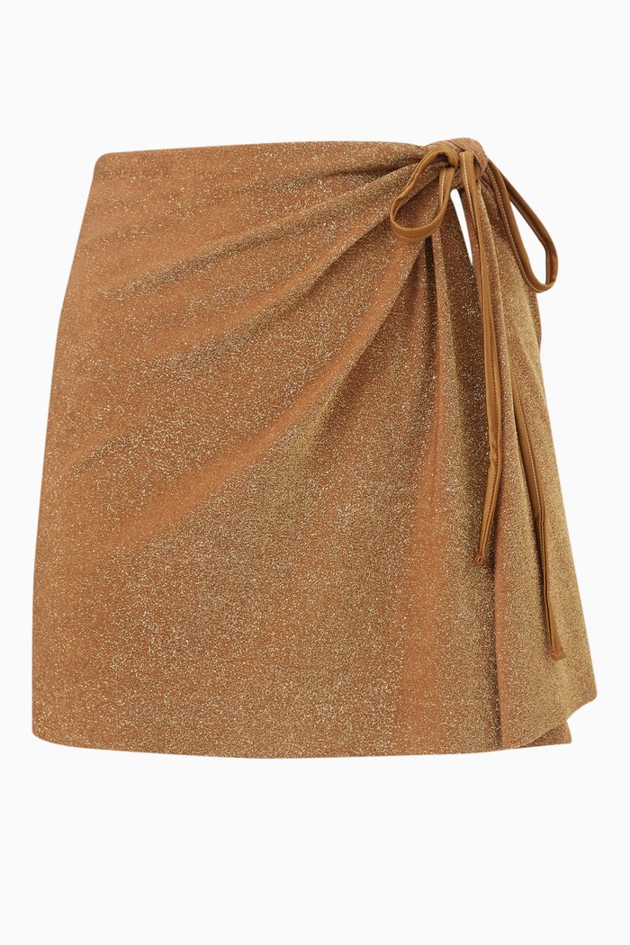 

Oro Self-tie Skirt in Lycra, Gold