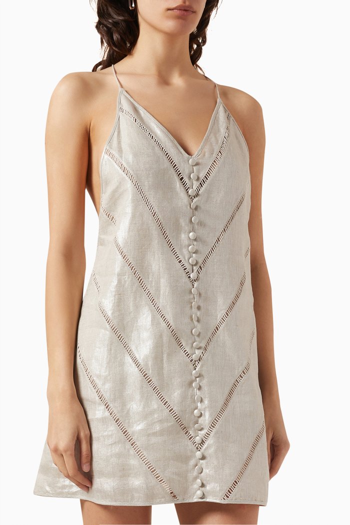 

Whitley Mini Dress in Linen, White