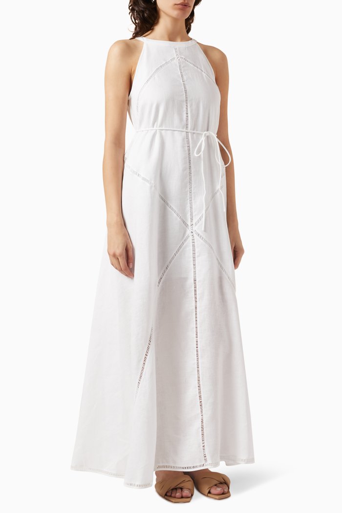 

Quinn Maxi Dress in Linen, White