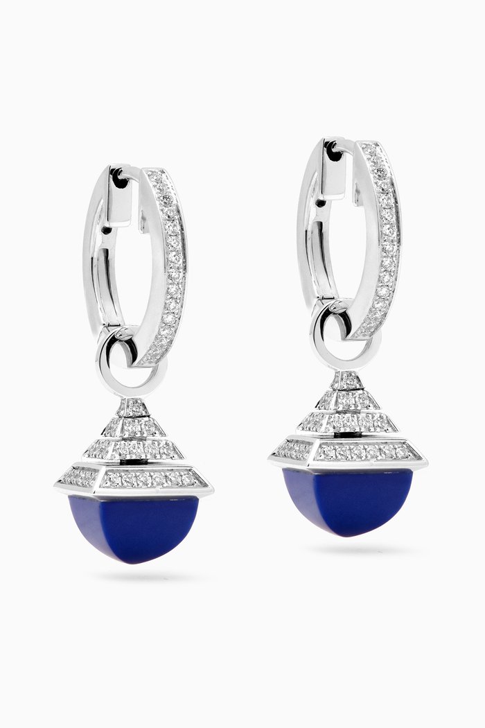 

Cleo Midi Rev Diamond & Lapis Lazuli Drop Earrings in 18kt White Gold, Silver