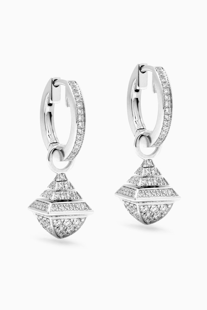 

Cleo Midi Rev Diamond Drop Earrings in 18kt White Gold, Silver
