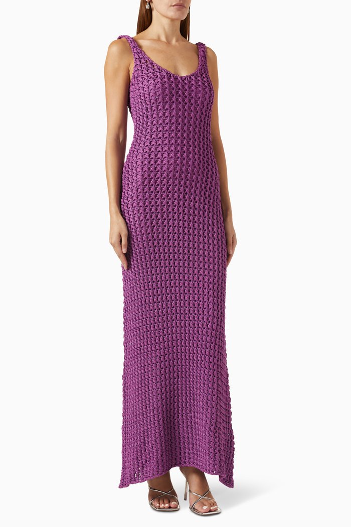 

Knitted Dress in Cotton Blend, Purple
