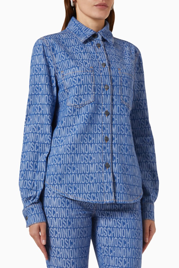 

All-over Logo Shirt in Denim, Blue