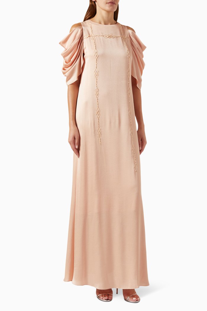

Cowl-sleeve Maxi Dress in Viscose, Pink