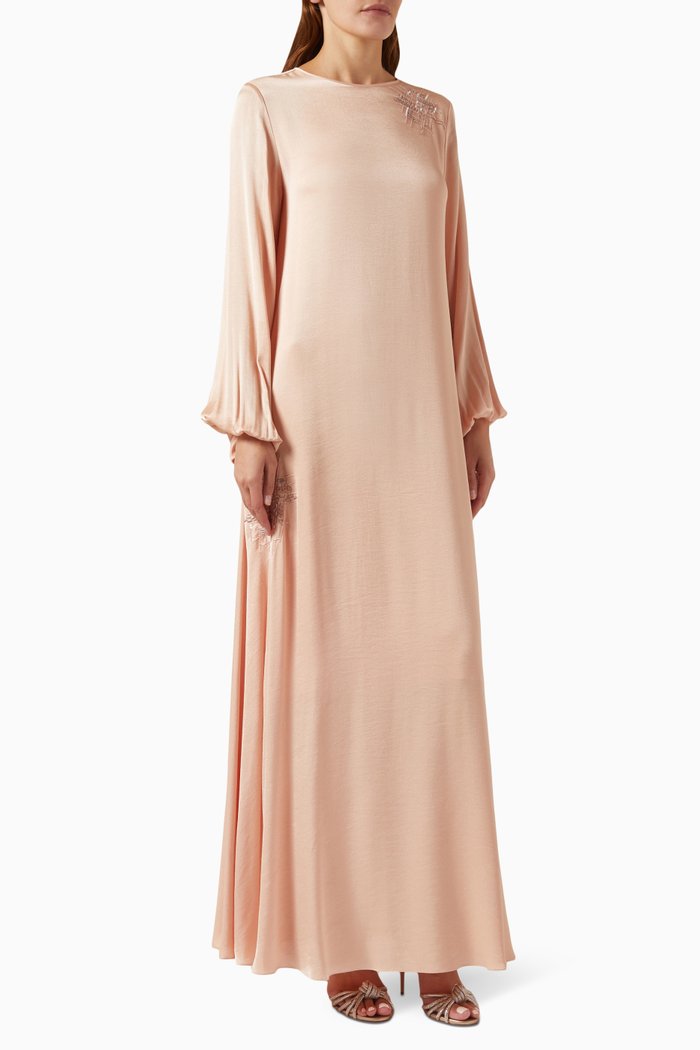 

Balloon-sleeve Embellished Kaftan in Viscose, Pink