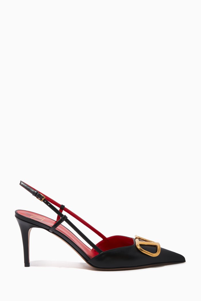 

Valentino Garavani VLOGO Signature 80 Slingback Pumps in Calfskin, Black