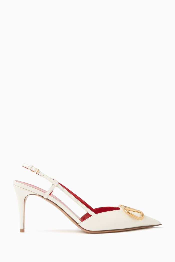 

Valentino Garavani VLOGO Signature 80 Slingback Pumps in Calfskin, White