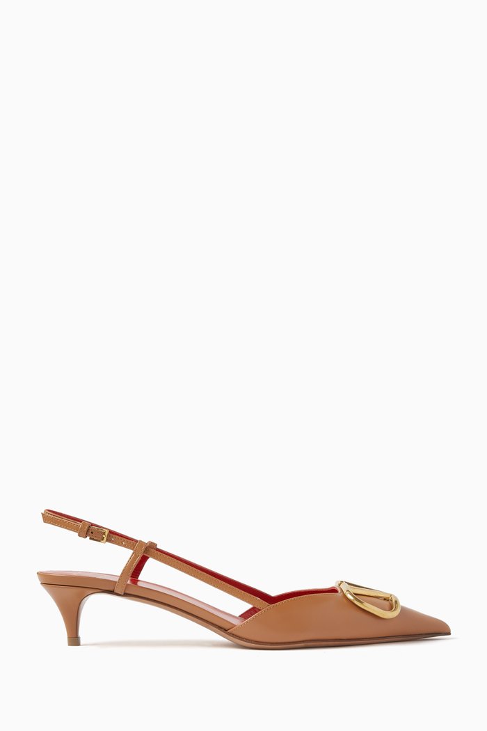 

Valentino Garavani VLogo 40 Slingback Pumps in Leather, Brown