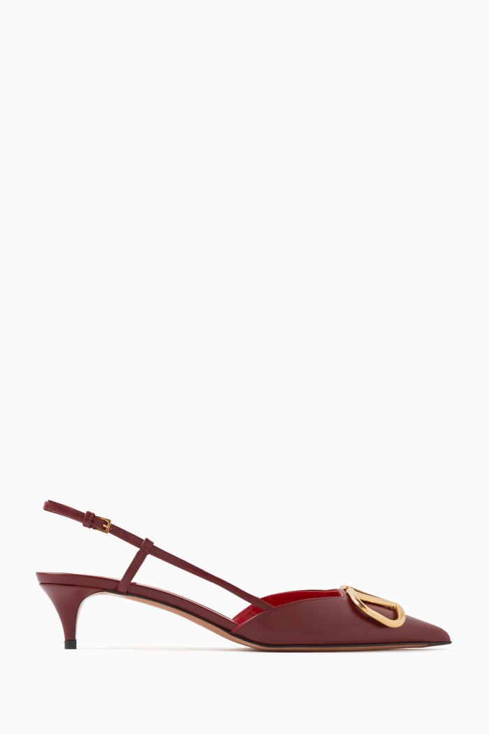 Valentino Garavani VLogo 40 Slingback Pumps in Leather, Red
