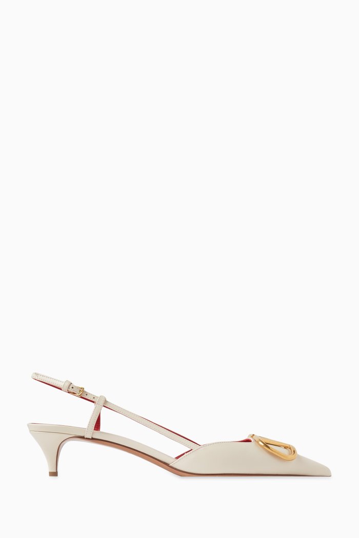 

Valentino Garavani VLogo 40 Slingback Pumps in Leather, White