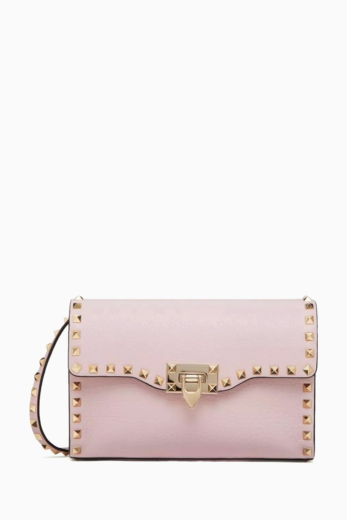 

Valentino Garavani Small Rockstud Crossbody Bag in Leather, Purple