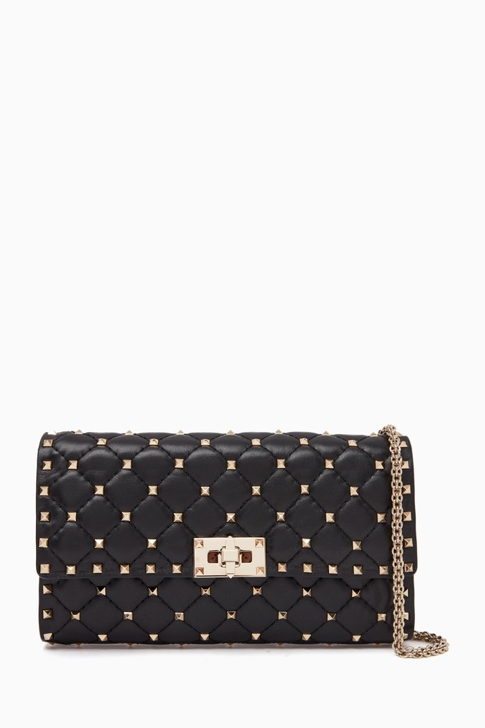 

Valentino Garavani Rockstud Spike Chain Bag in Leather, Black