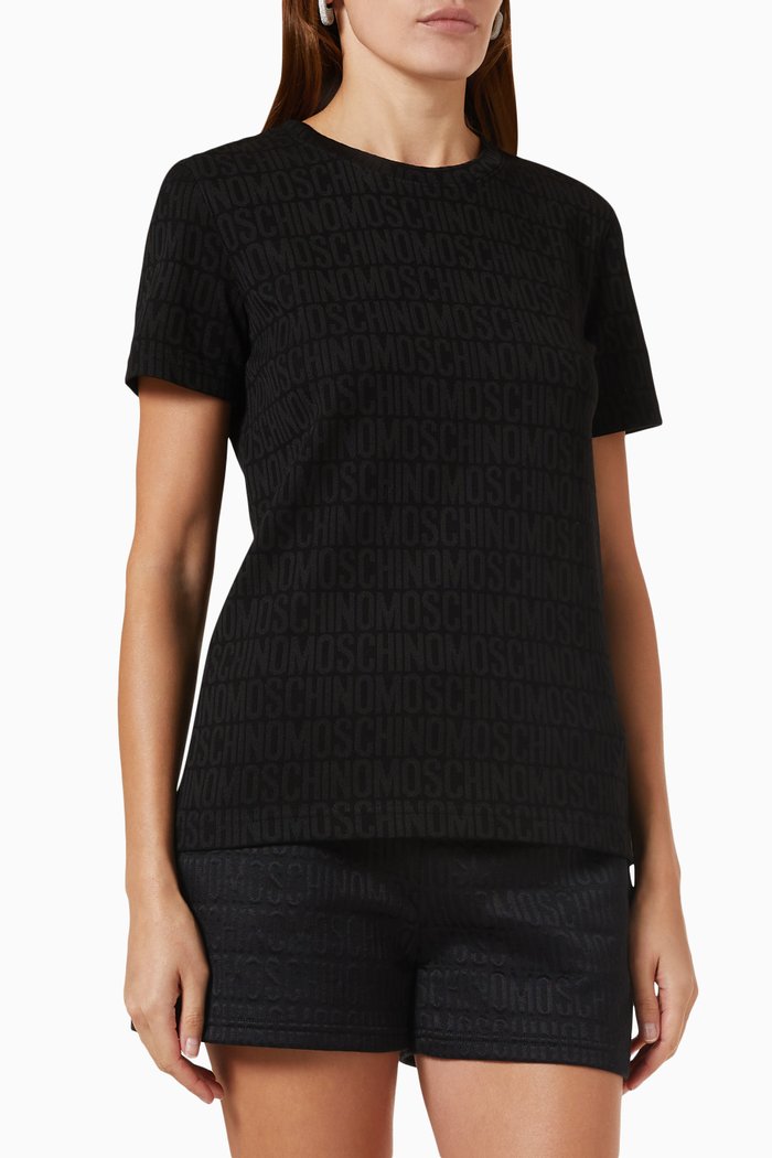 

All-over Logo T-shirt in Jersey, Black
