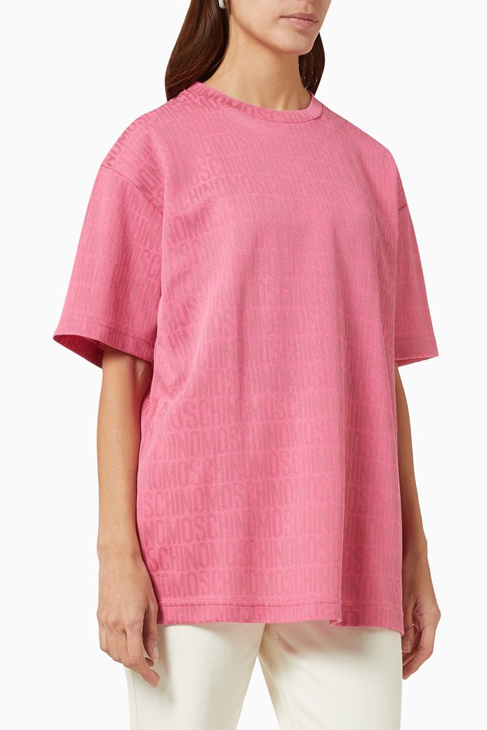 

All-over Logo Oversized T-shirt in Jersey, Pink