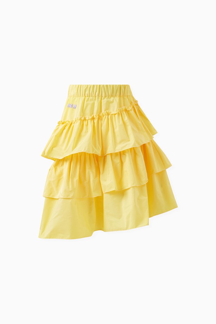 

Logo-embroidered Tiered Skirt in Polyester, Yellow