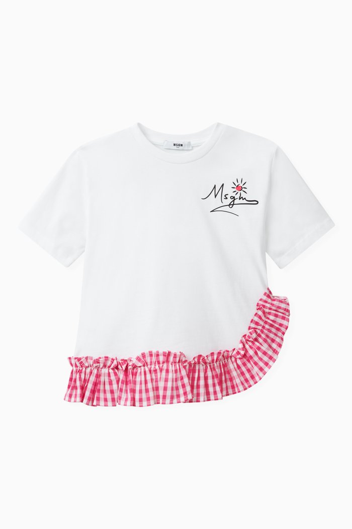 

Frilled Logo T-shirt in Cotton, White