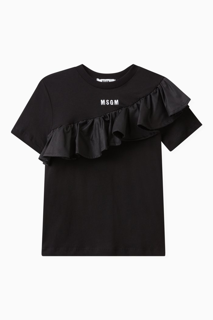 

Frilled Logo T-shirt in Cotton, Black