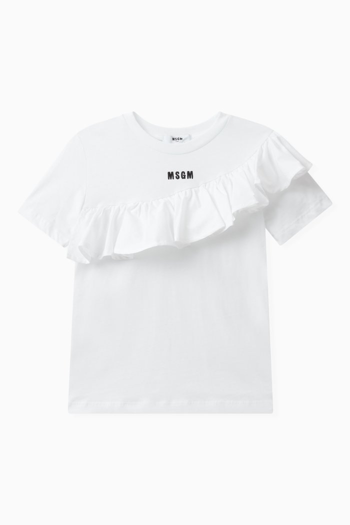 

Frilled Logo T-shirt in Cotton, White