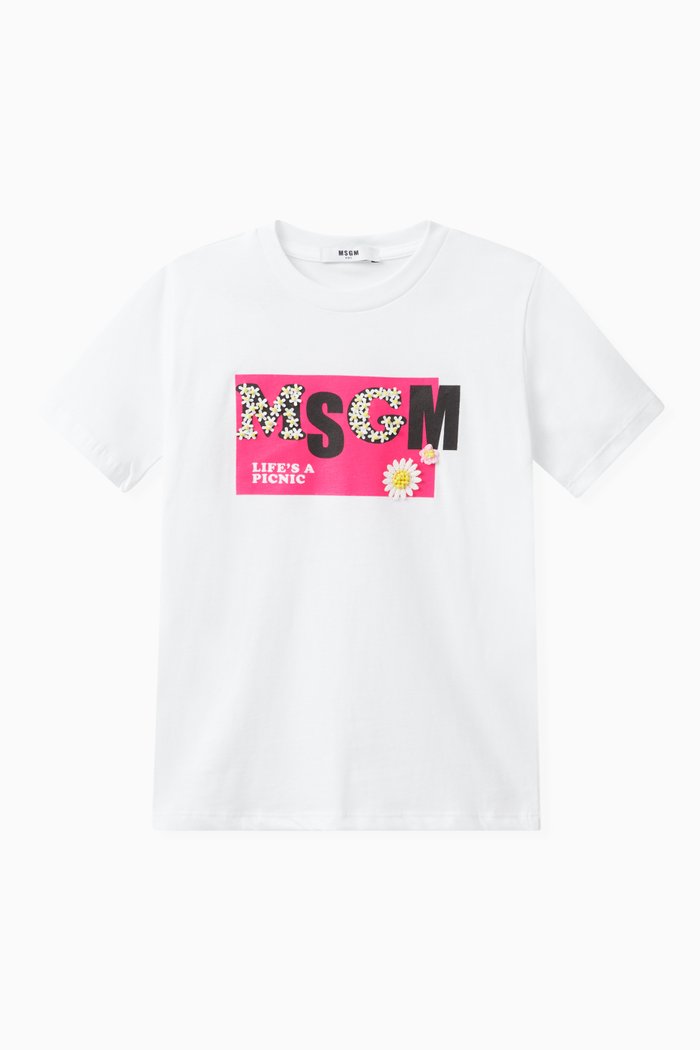 

Floral Logo T-shirt in Cotton, White