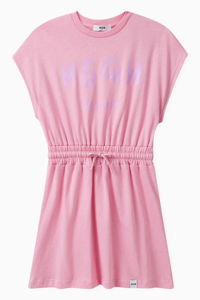 Logo T-shirt Dress in Cotton, Pink