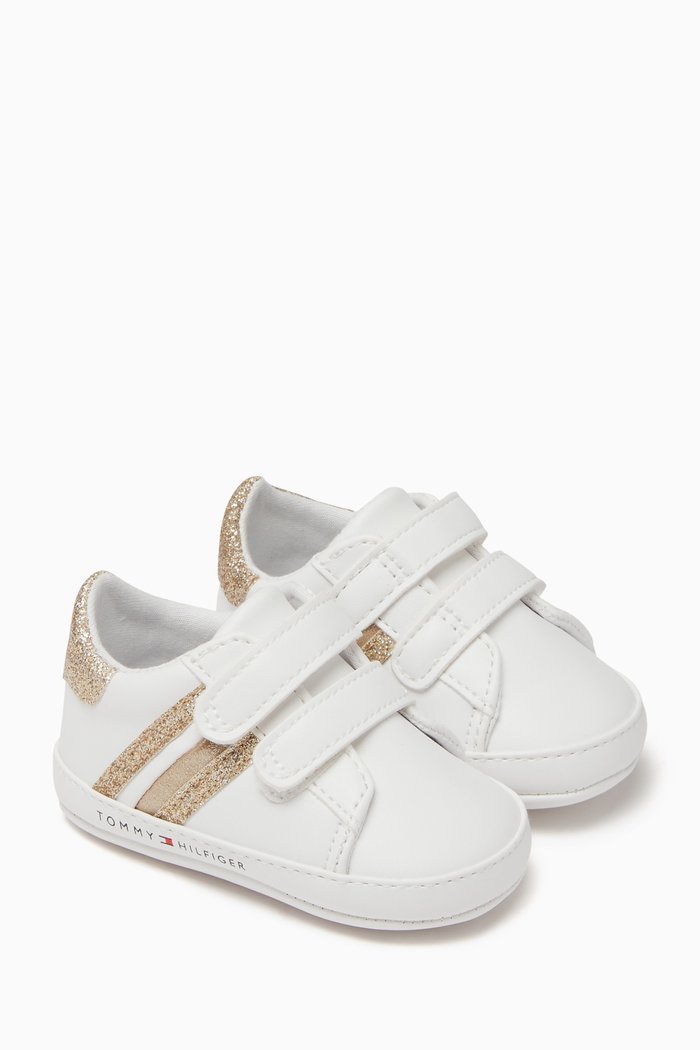 

Glitter Stripes Sneakers in Leather, White