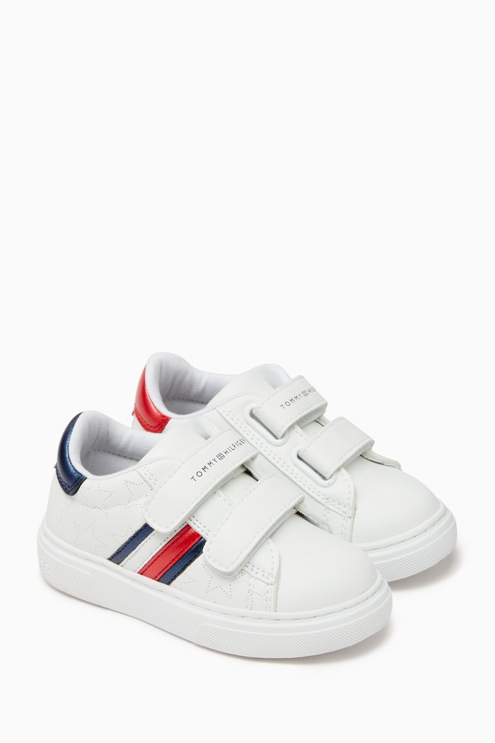 

Flag Stripe Sneakers in Leather, White