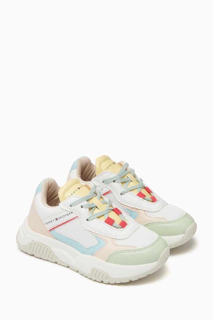

Colour-block Sneakers in Leather & Mesh, Multicolour
