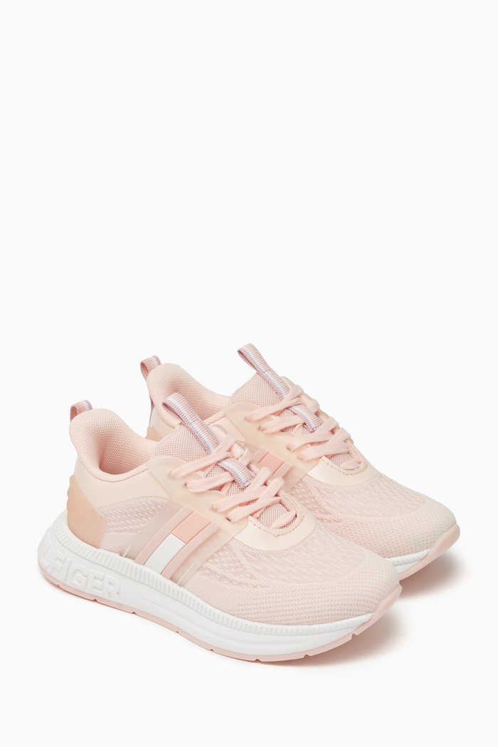 

Low-top Logo Sneakers in Mesh, Pink