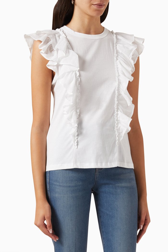 

Bardot Ruffled T-shirt in Cotton-jersey, White
