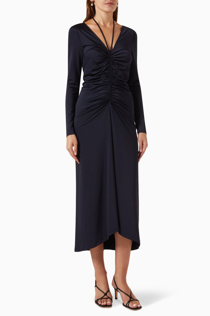 

Gilbert Ruched Midi Dress in Stretch-jersey, Blue