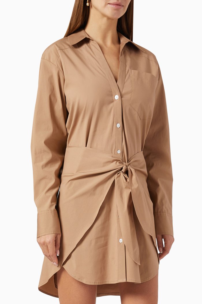 

Roanoke Shirt Dress in Cotton Poplin, Neutral