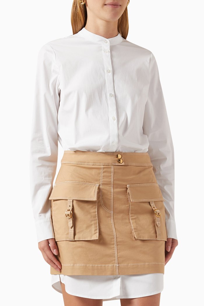 

Jennings Mixed Media Mini Dress in Cotton, Neutral
