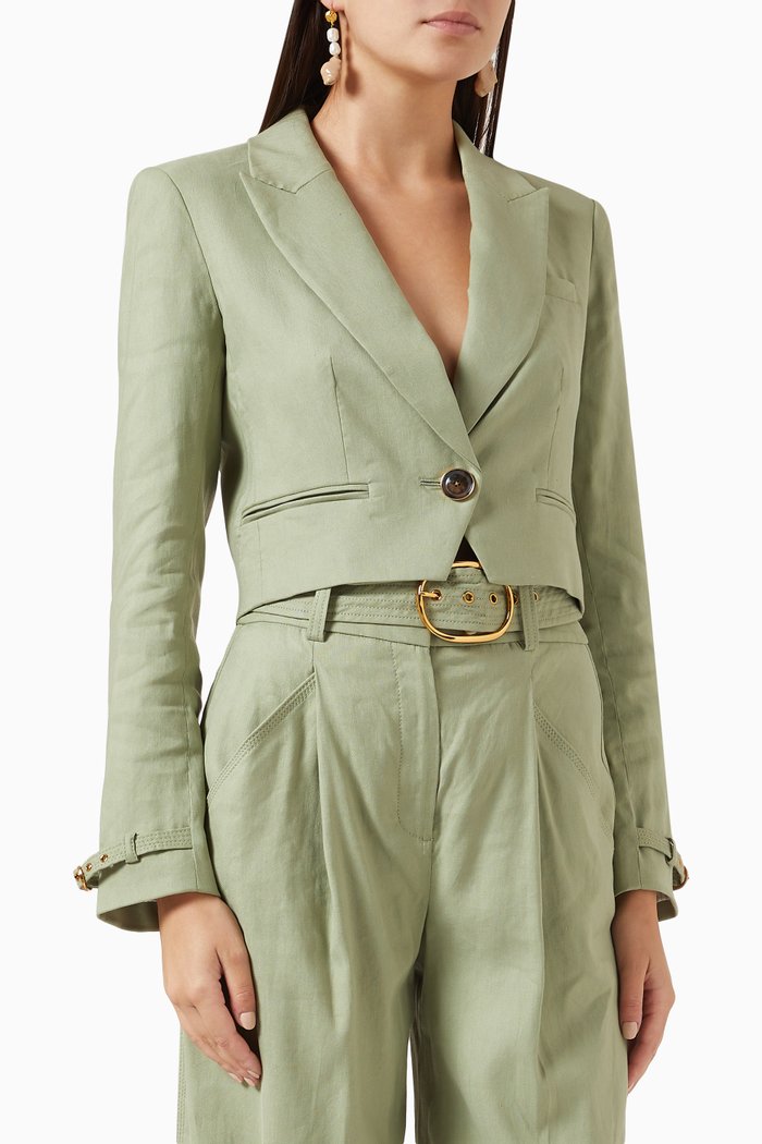 Girard Jacket in Linen Blend, Green