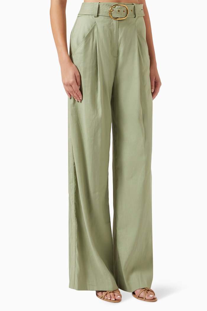 

Rimini Pants in Linen Blend, Green