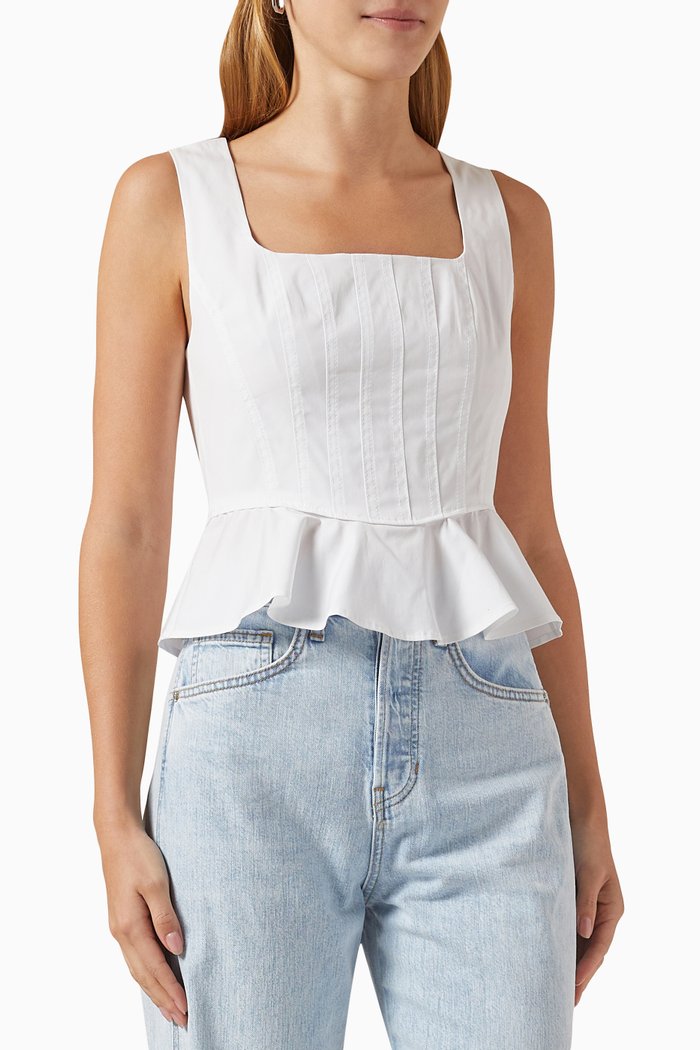 

Nikolette Peplum Top in Cotton, White