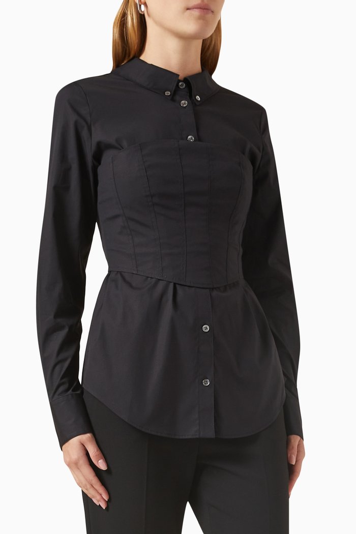 

Keora Corset Inspired Blouse in Cotton, Black