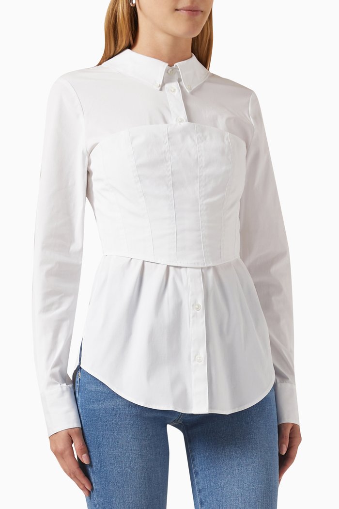 

Keora Corset Inspired Blouse in Cotton, White