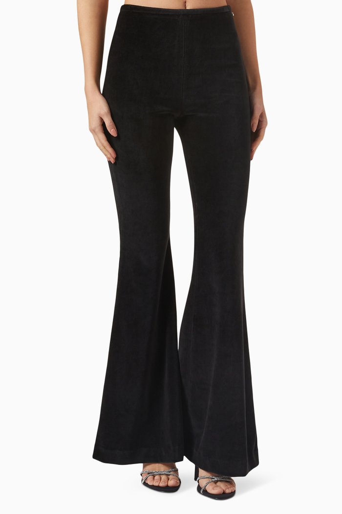

Flared High-rise Pants in Velvet, Black