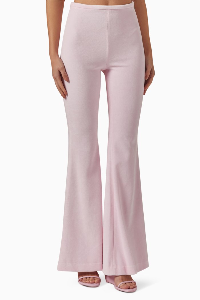 

Flared High-rise Pants in Velvet, Pink