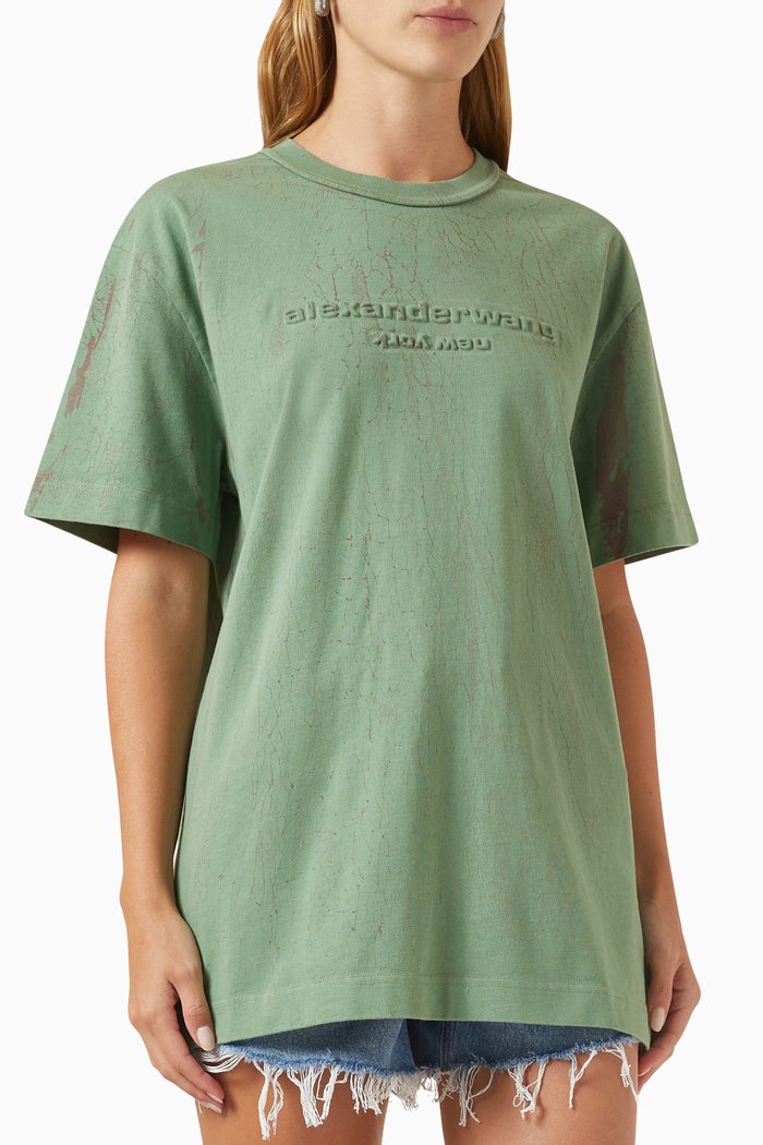 

Plaster-dyed Logo T-shirt in Compact-jersey, Green