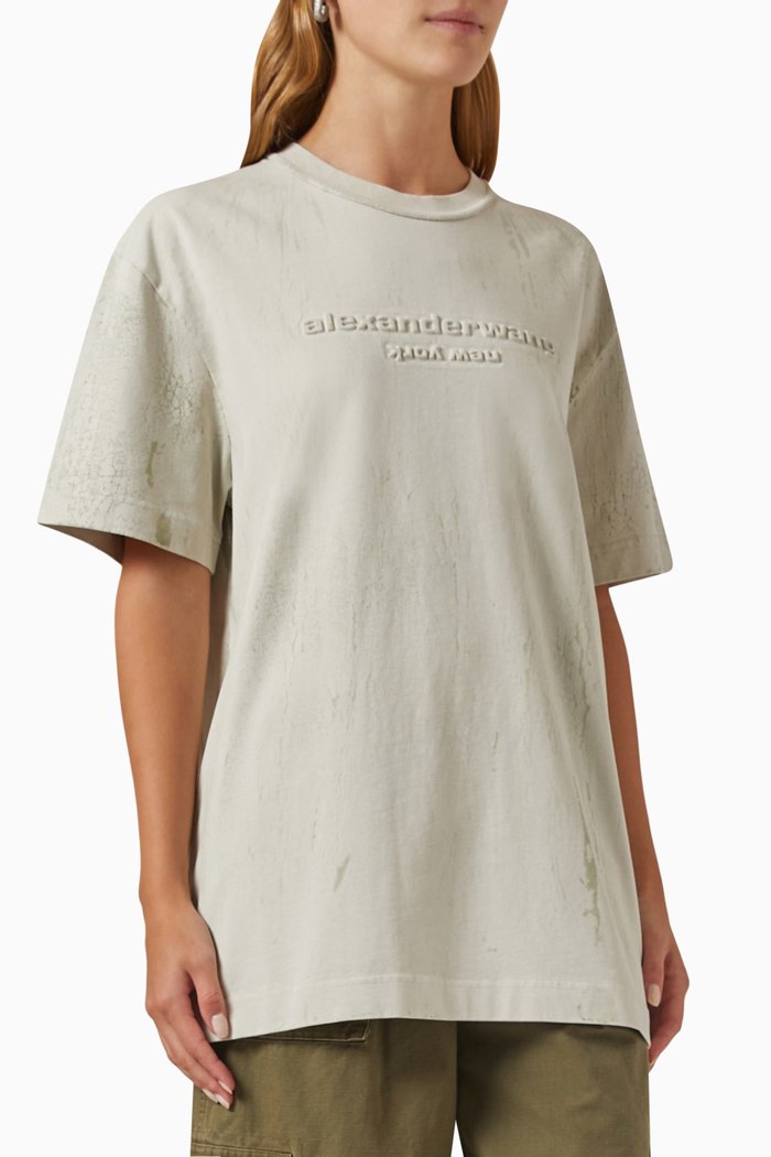 

Plaster-dyed Logo T-shirt in Compact-jersey, Grey