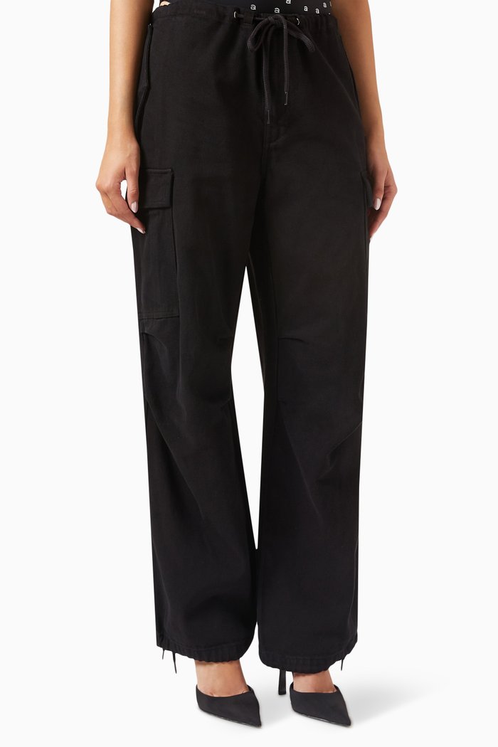 

Parachute Pants in Washed Denim, Black